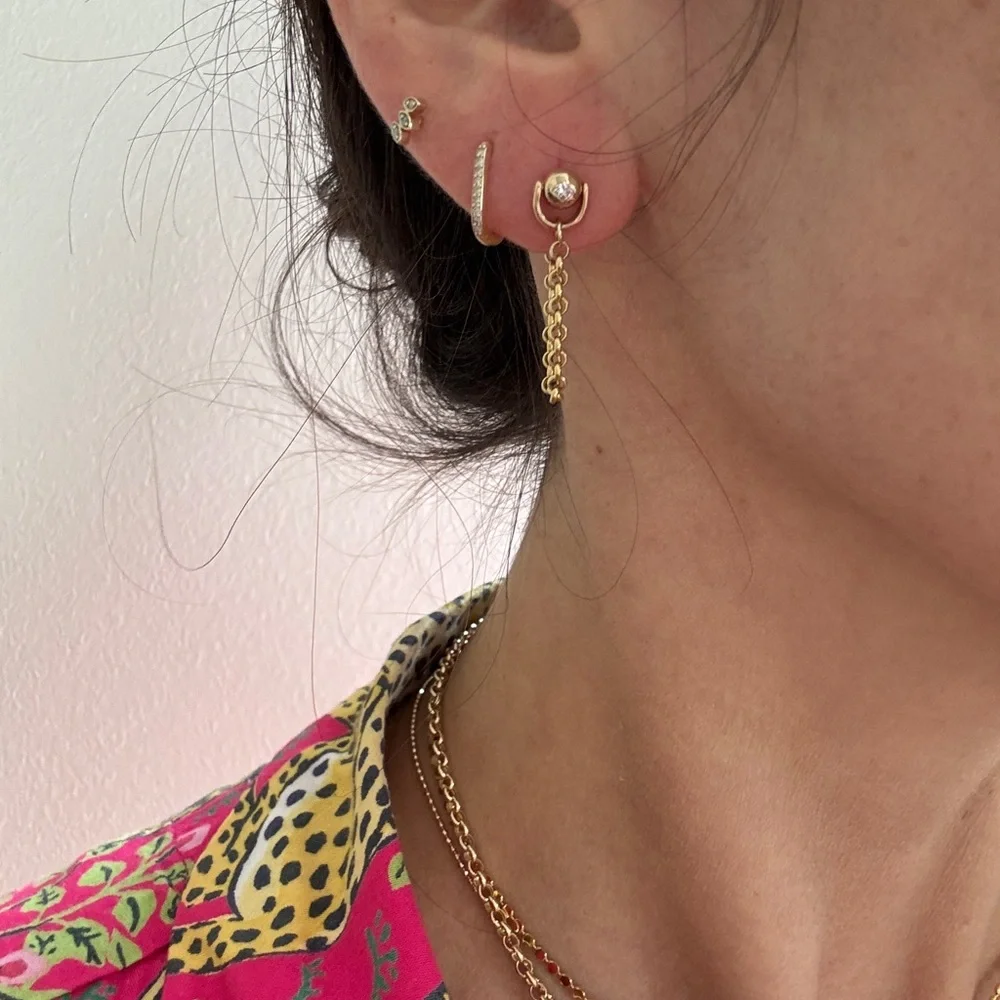 Diamond Sphere Rolo Loop Earrings - Picture 5 of 5